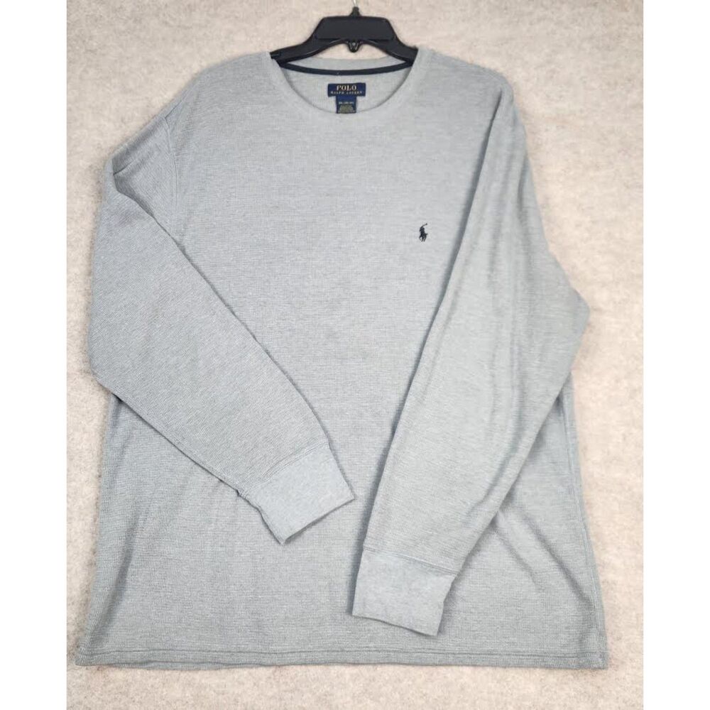 Polo Ralph Lauren Gray Thermal Waffle Knit Shirt 2XLT Long Sleeve